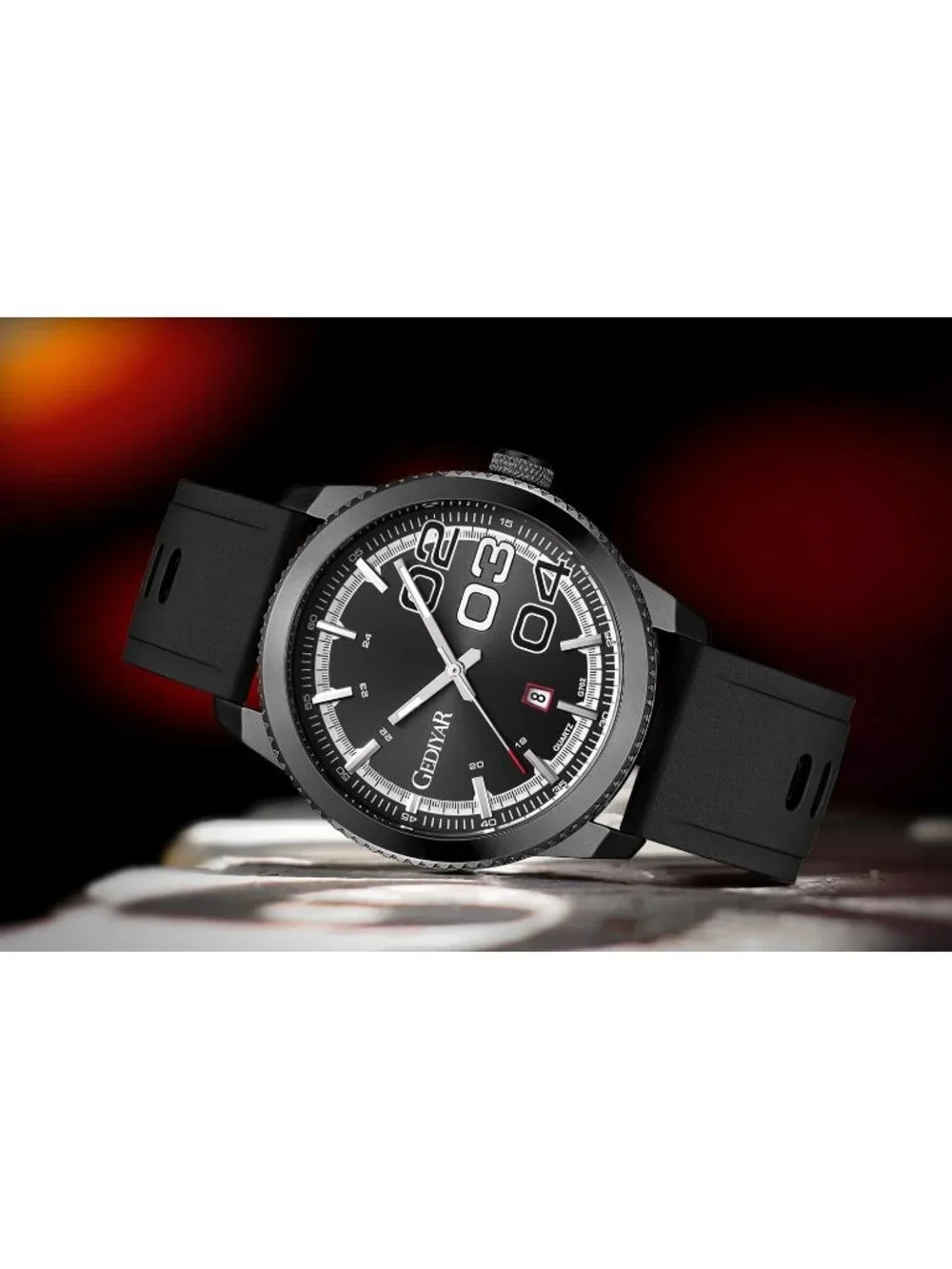 Men's Black Analog Quartz Silicone Band Waterproof Luminous Sport Wrist Watch